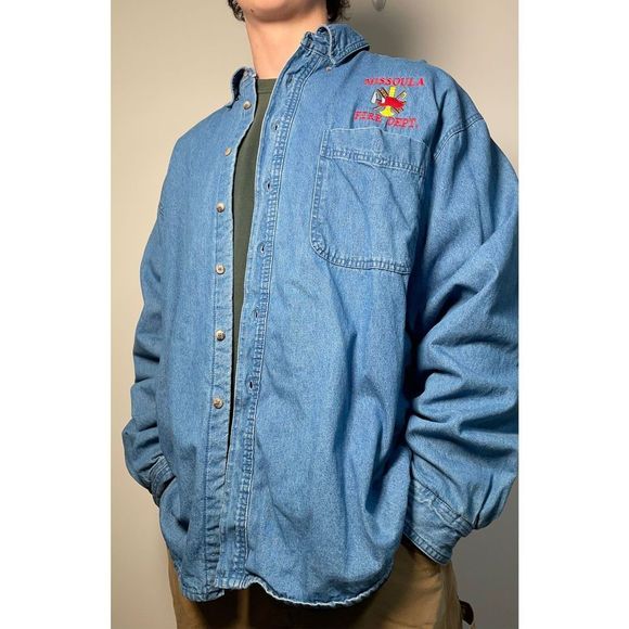Denim Missoula Fire Department Button up. - Picture 1 of 5